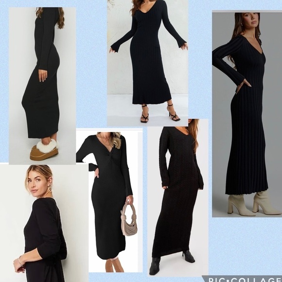 J.Jill Black long sleeve v neck Maxi Knit Dress Women’s Small - Picture 6 of 8